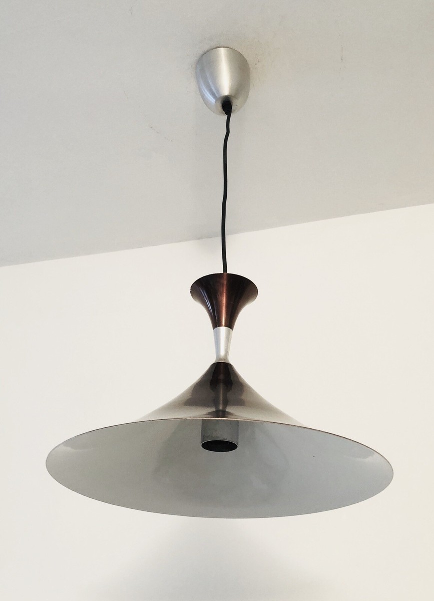 Suspension Vintage Jean Gandelin Monte Et Baisse, Verre Et Alu Chromé