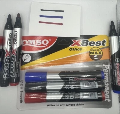 Permanent Marker 3er Set 2-3mm schwarz rot blau Wasserfest tolle Farben Qualität