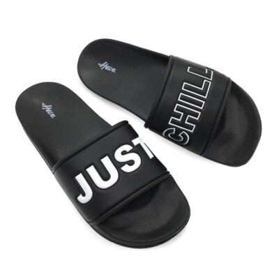 FUNKYMONKEY Women's Bathroom Shower Slippers - Non-Slip Indoor/Outdoor Sandals, Lightweight EVA, Black, Size 9