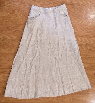 Vintage Bagatelle Beige Linen A-Line Skirt 10 RUNS VERY SMALL - READ DESCRIPTION