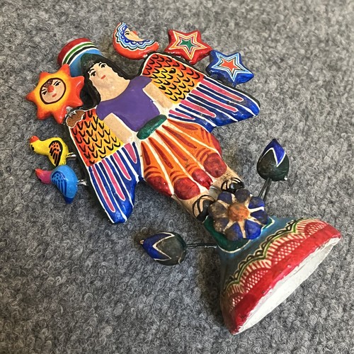 Mexican Potter Candleholder POTTERY Tree of Life Lady Sun Moon VINTAGE Mexico - Picture 3 of 6