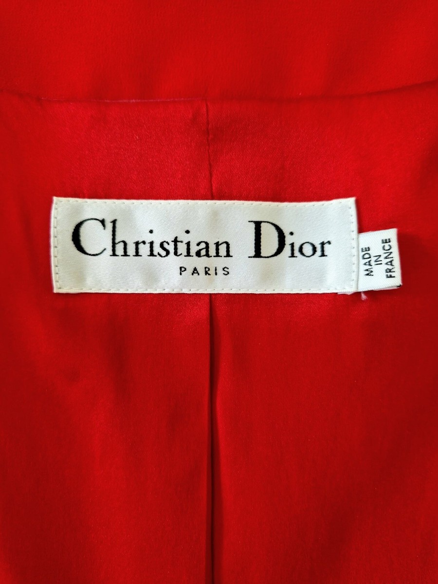 Christian Dior sz 36 38 4 6 Off Shoulder Red Silk Peplum Bar Christian Dior sz 36 38 4 6 Off Shoulder Red Silk Peplum Bar