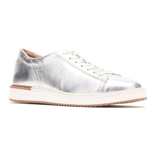 NEW Hush Puppies Women Sabine Silver Leather Lace Up Fashion Dress Sneakers - Picture 3 of 6
