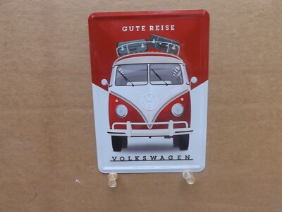 Volkswagen VW Van Tin Sign Metal Postcard Made in Germany ''GUTE REISE'' Good Ride