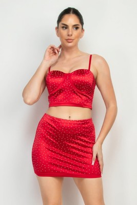 IRIS DESIGN Sweetheart Bustier Rhinestones Crop Top