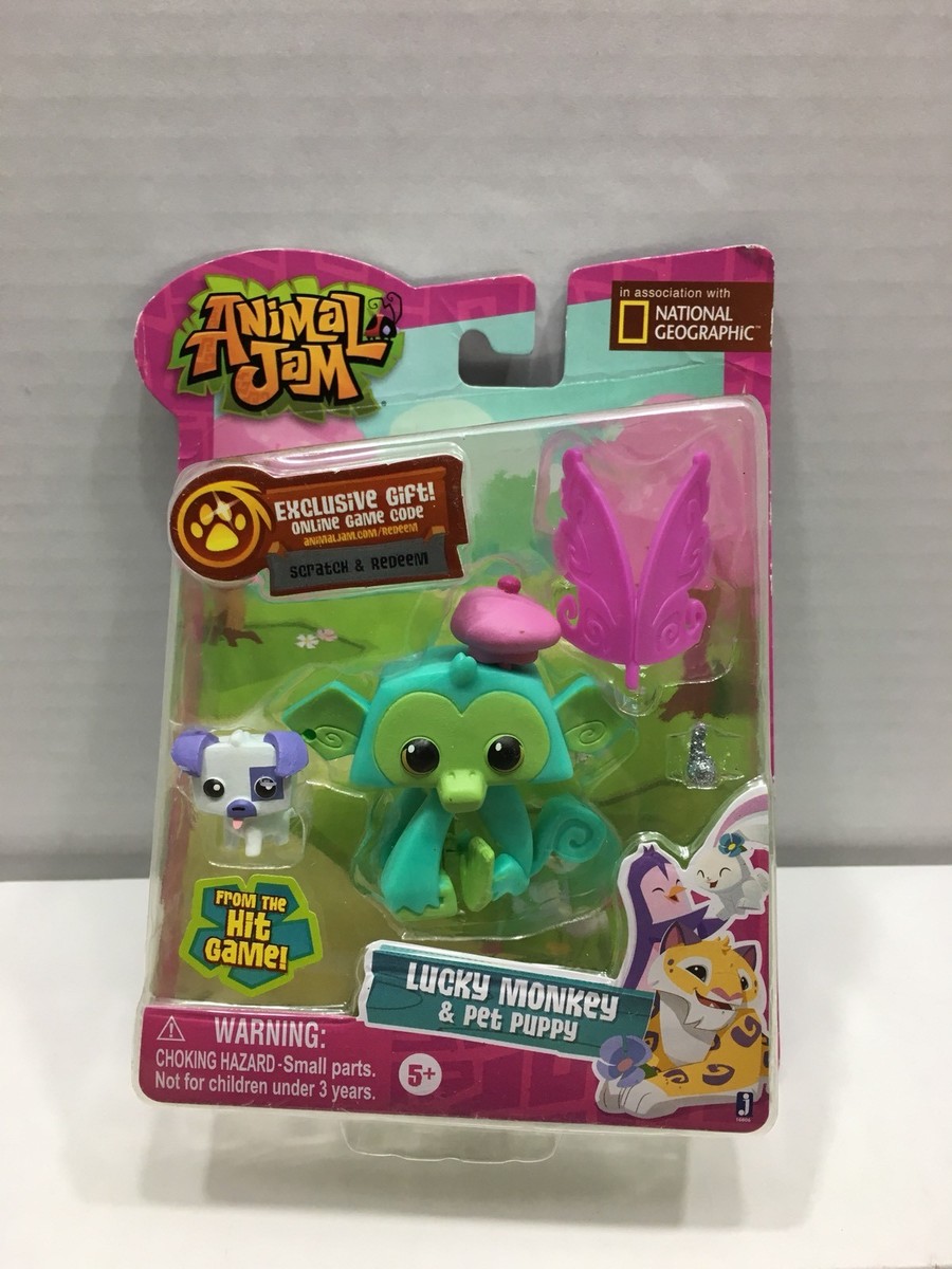 National Geographic Animal Jam Friends - Lucky Monkey & Pet Puppy