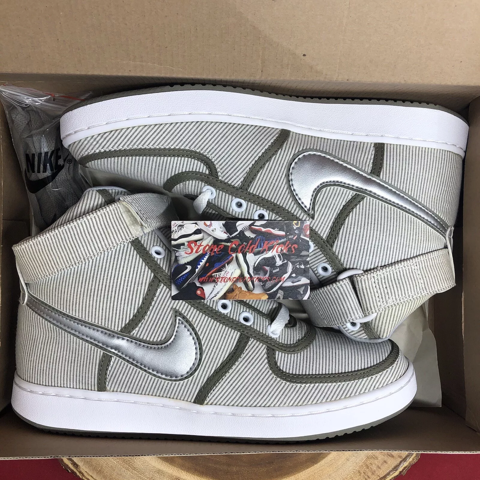 Vintage 2003 Nike Vandal Supreme Geoff McFetridge blanc argent vert 307389 102