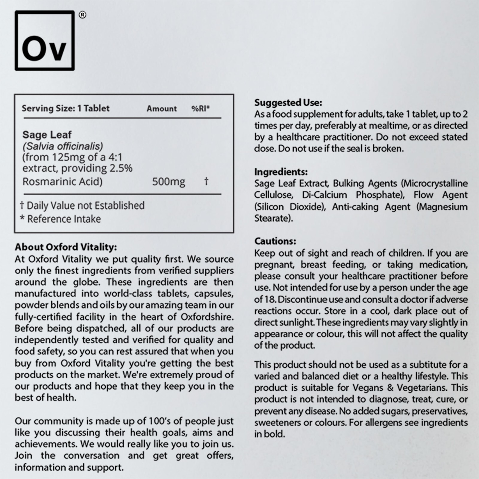 Sage Leaf 500mg Tablets eBay