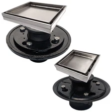 SereneDrains SS Tile In Square Brushed Nickel Shower Drain Kit With Base 4"/6"