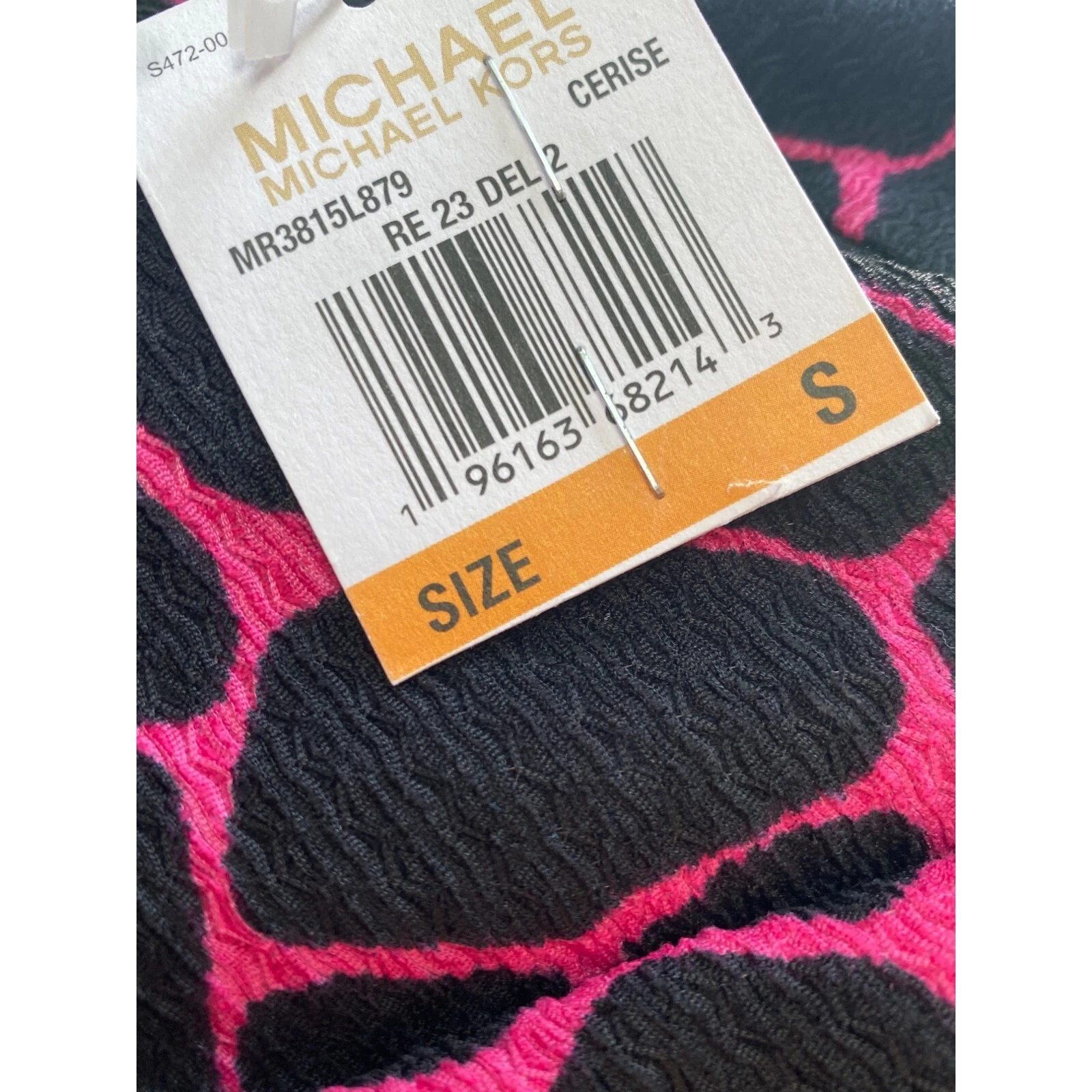 Abito donna MICHAEL MICHAEL KORS con drappeggio e cerniera taglia S nuovo con etichetta Cerise