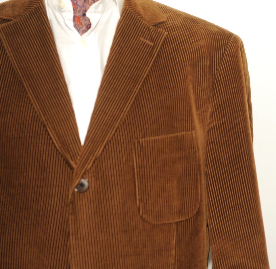 GREAT HUGO BOSS FELLINI MOVIE STYLE CORDUROY SUIT 44" LONG W 38'' BROWN - Image 4 of 4