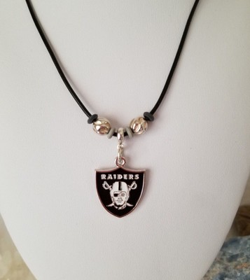 Las Vegas Raiders NFL Pendant Black Leather Necklace With Sterling Silver Beads | eBay