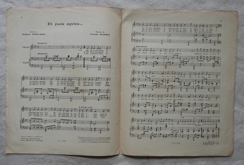 Partition piano-chant LES CHANSONS DE PREVERT ET KOSMA "Et puis après..." - Picture 2 of 2