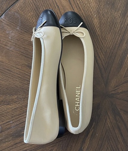 NEU CHANEL beige Lammleder Cap Toe Ballerinas ** WÄHLEN SIE IHRE GRÖSSE ** - Bild 6 von 18