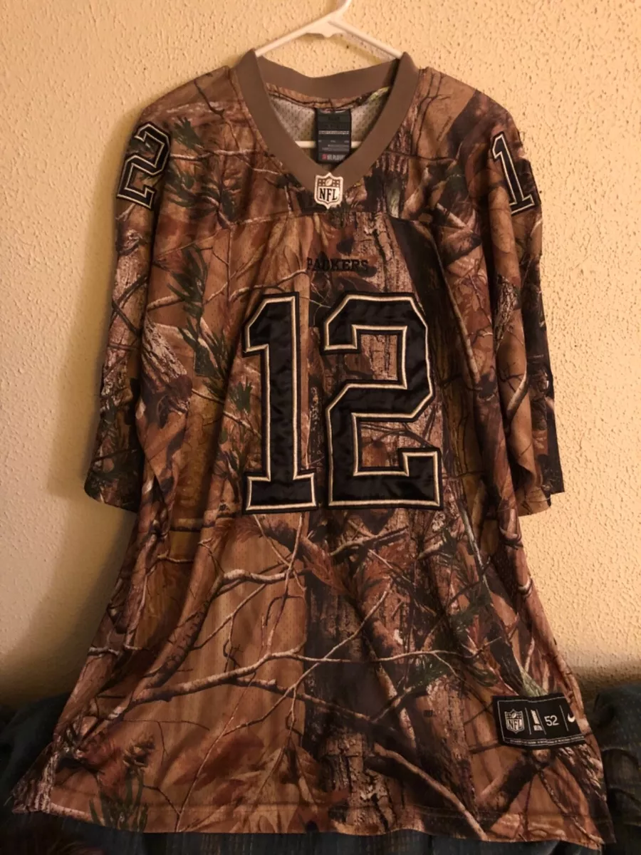 NIKE AARON RODGERS Green Bay PACKERS CAMO REALTREE Size 52 JERSEY RARE EUC