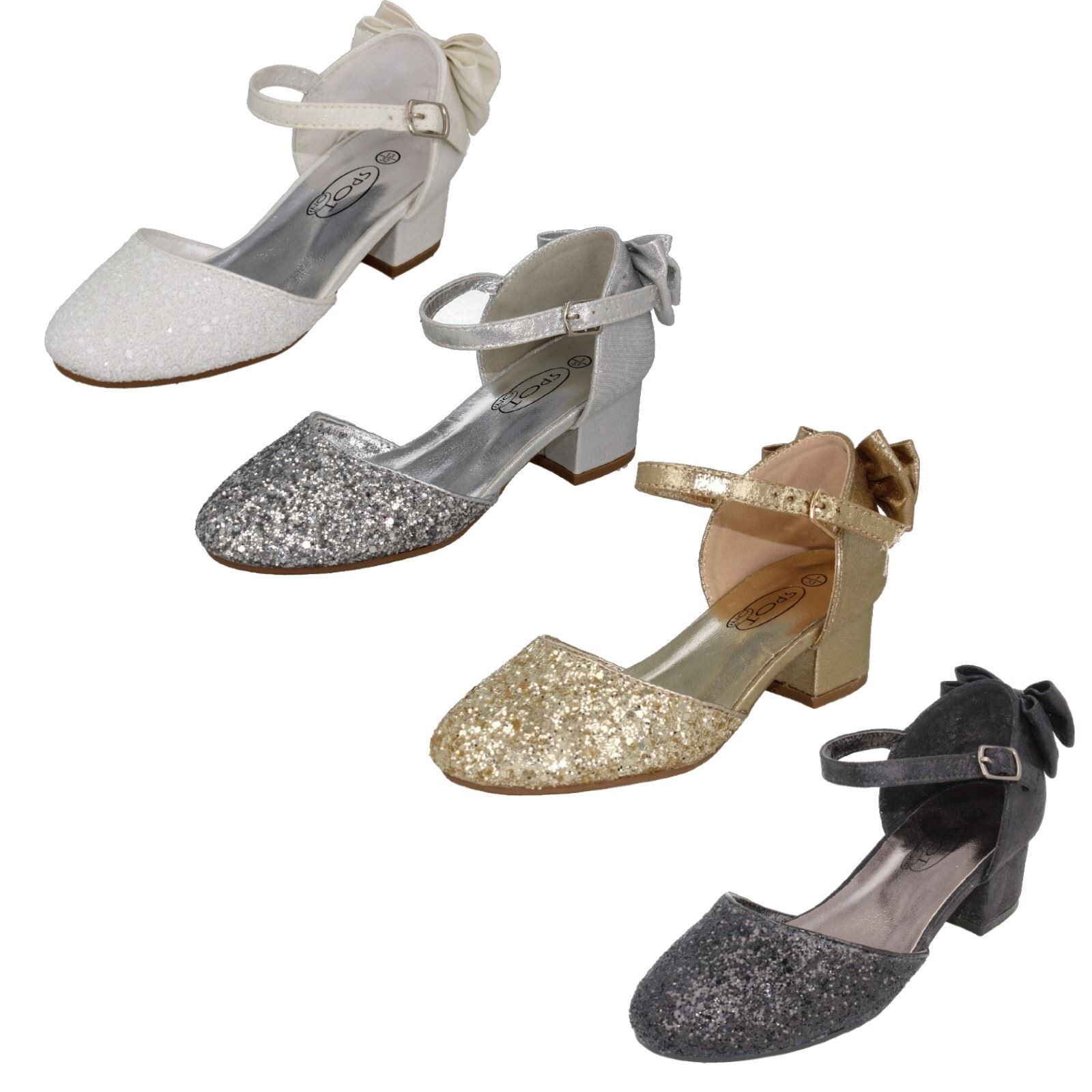 Niña H3R085 Por Spot On Adorno Lazo Brillante Zapatos Fiesta Precio de Venta