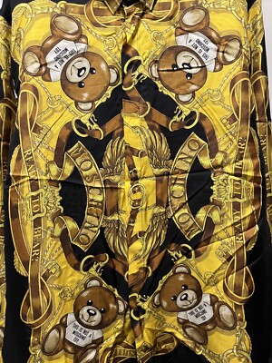 Moschino Long Sleeve Shirt Size 18 Silk Scarf Yellow And Black