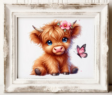 Cow Wall Art Print, Cute Highland Cow Print, Farmhouse Art Home Decor Print 781