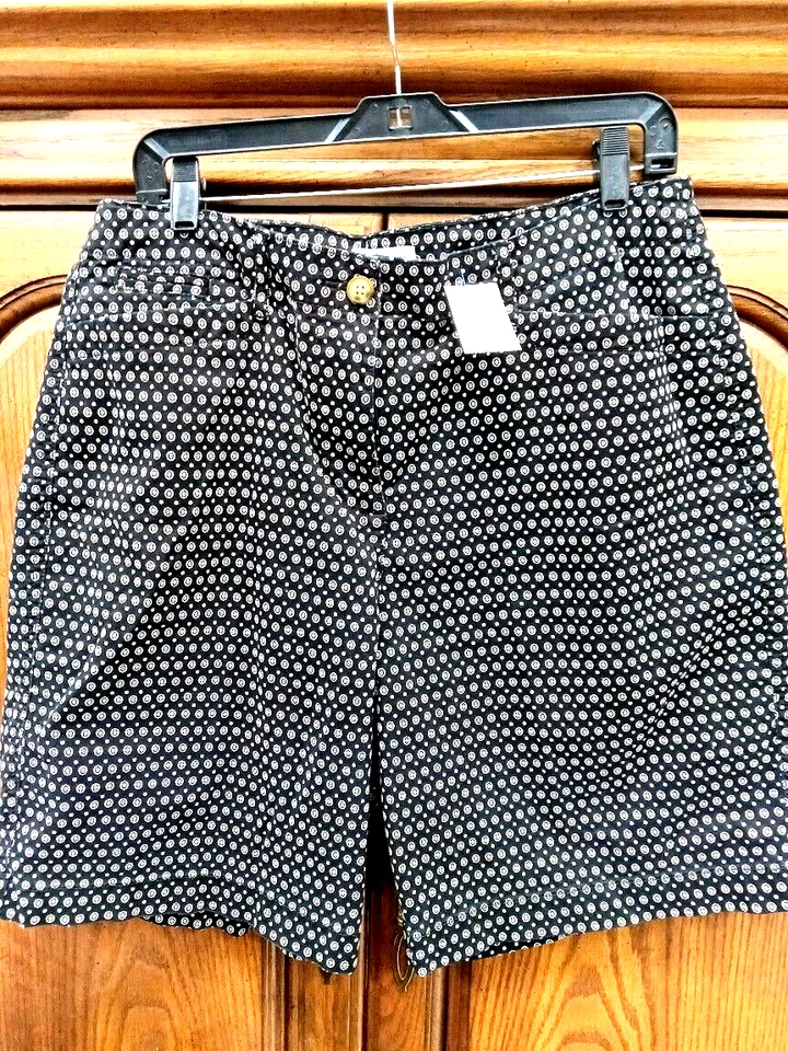 Pantalones cortos elásticos Kim Rogers talla 16 para mujer negros blancos tostados estampado geográfico Foto 2 de 4