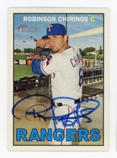 SIGNED BASEBALL CARD AUTO TOPPS 2016 HERITAGE ROBINSON CHIRINOS TEXAS RANGERS 56