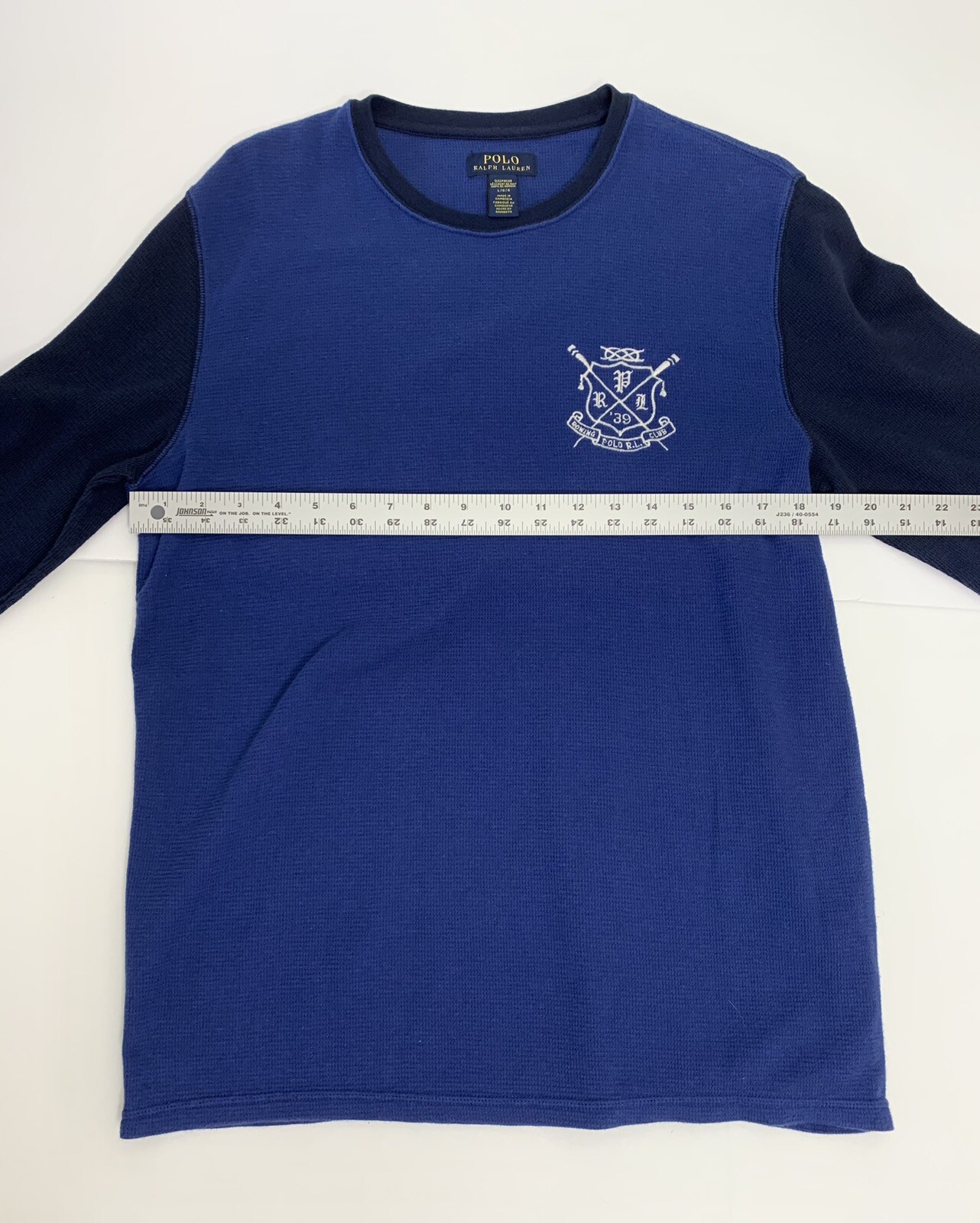 FILA Polo Ralph Lauren Rowing Club pigiama manica lunga waffle maglia camicia blu grande