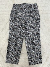 Talbots Signature Crop Chino Pants 8 Women's Blue Ditsy Floral Navy Casual NEW