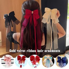 Horquilla Lolita Princesa Larga Cinta Lazo Flocado Niña Pinza para el Cabello Accesorios para el Cabello