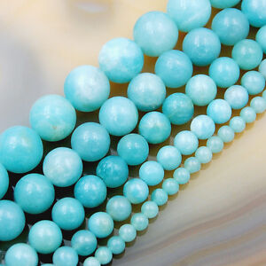 Natural African Blue Amazonite Gems Round Beads 15" DIY 4mm 6mm 8mm 10mm 12mm 