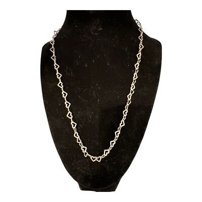 Love -ly 925 Silver Heart Shaped Link Chain Necklace 18 Inch