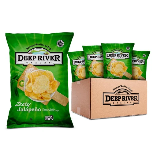 Deep River Snacks Zesty Jalapeno Kettle Cooked Potato Chips Pack of 24 Bags