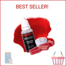 MEICOLY 0.5OZ Edible Fake Blood with 6 Packs Empty Capsules,Washable Stage Blood