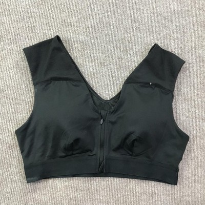 Tommie Copper Sports Bra Womens XL Black Zip Front Copper Znergy Support V Neck