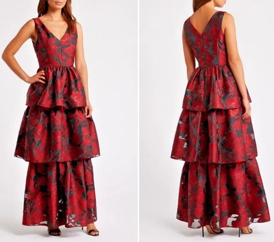 red off the shoulder dress midi Tarjei Red Off-Shoulder Ruffled Midi Dress, L / Red