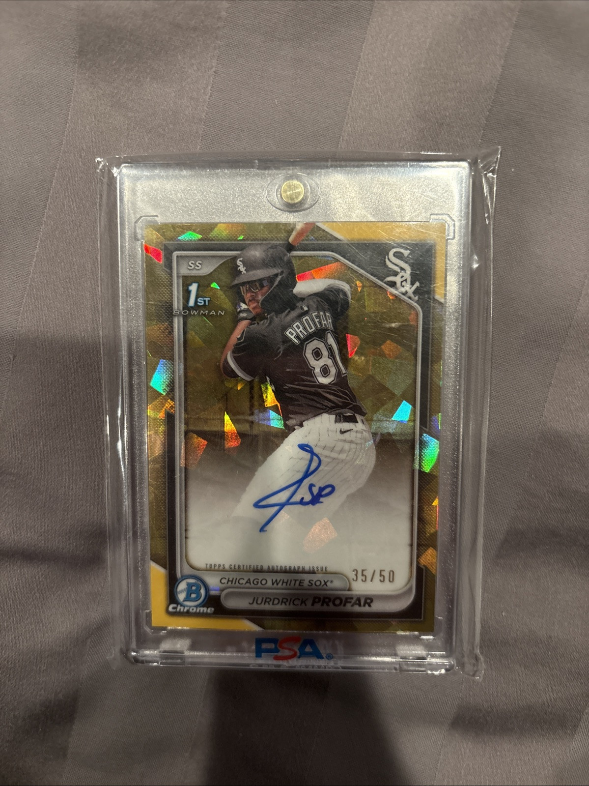 Jurdrick Profar 2024 Bowman Chrome 1st Sapphire Gold Auto /50 White Sox Prospect