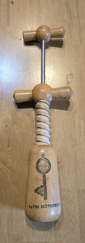 Vintage French Double Wood Twist Wooden Corkscrew Wine Bottle Opener 
