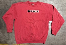 Vintage 90s Nike Red Embroidered Crewneck Sweatshirt Pullover XL