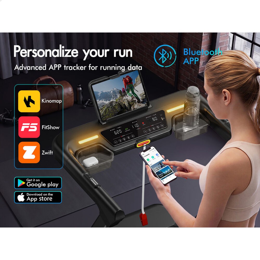 BLACK LORD Treadmill Electric 20% Auto Incline Running Machine Foldable 440mm — image 3