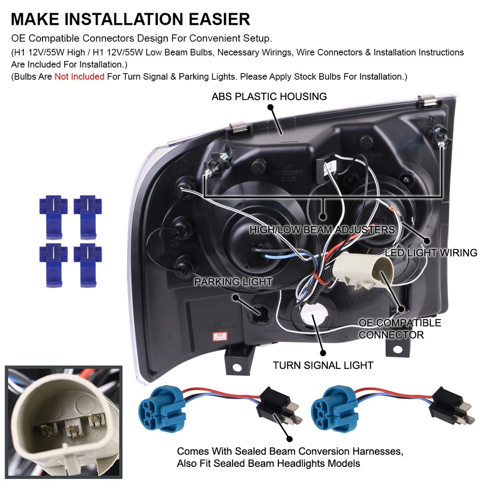 Fits 1999-2004 Ford F250 F350 SuperDuty LED Halo Projector Headlights Left+Right - Image 4 of 4