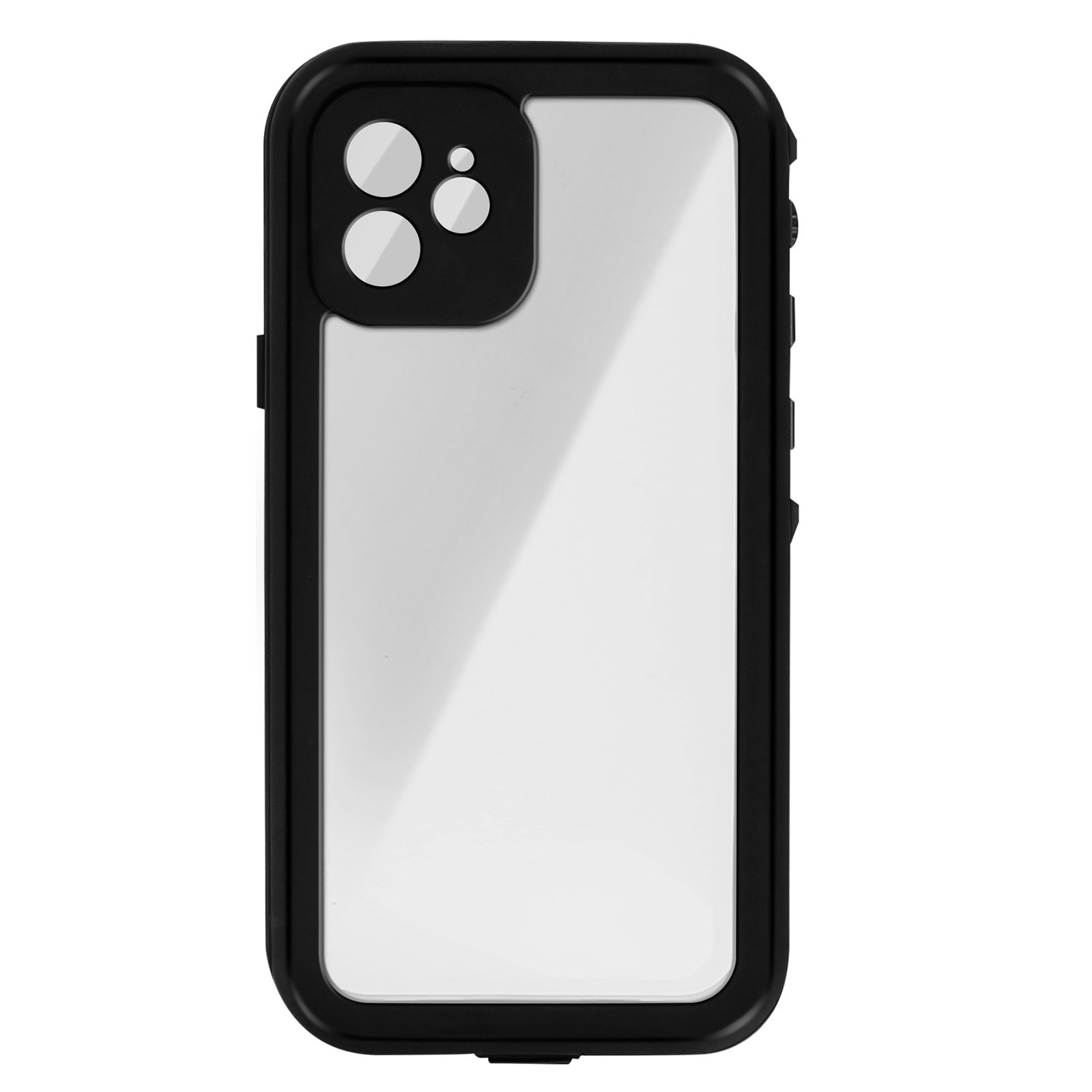Coque iPhone 12 Redpepper étanche 2m noire en bi-matière avec film écran intégré