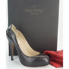Valentino Black Leather Drape Studded High Heel Pumps Size 36 NIB $745 Women's