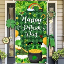 St. Patricks Day Door Banner Decorations Green Shamrock Irish Banner Happy St.