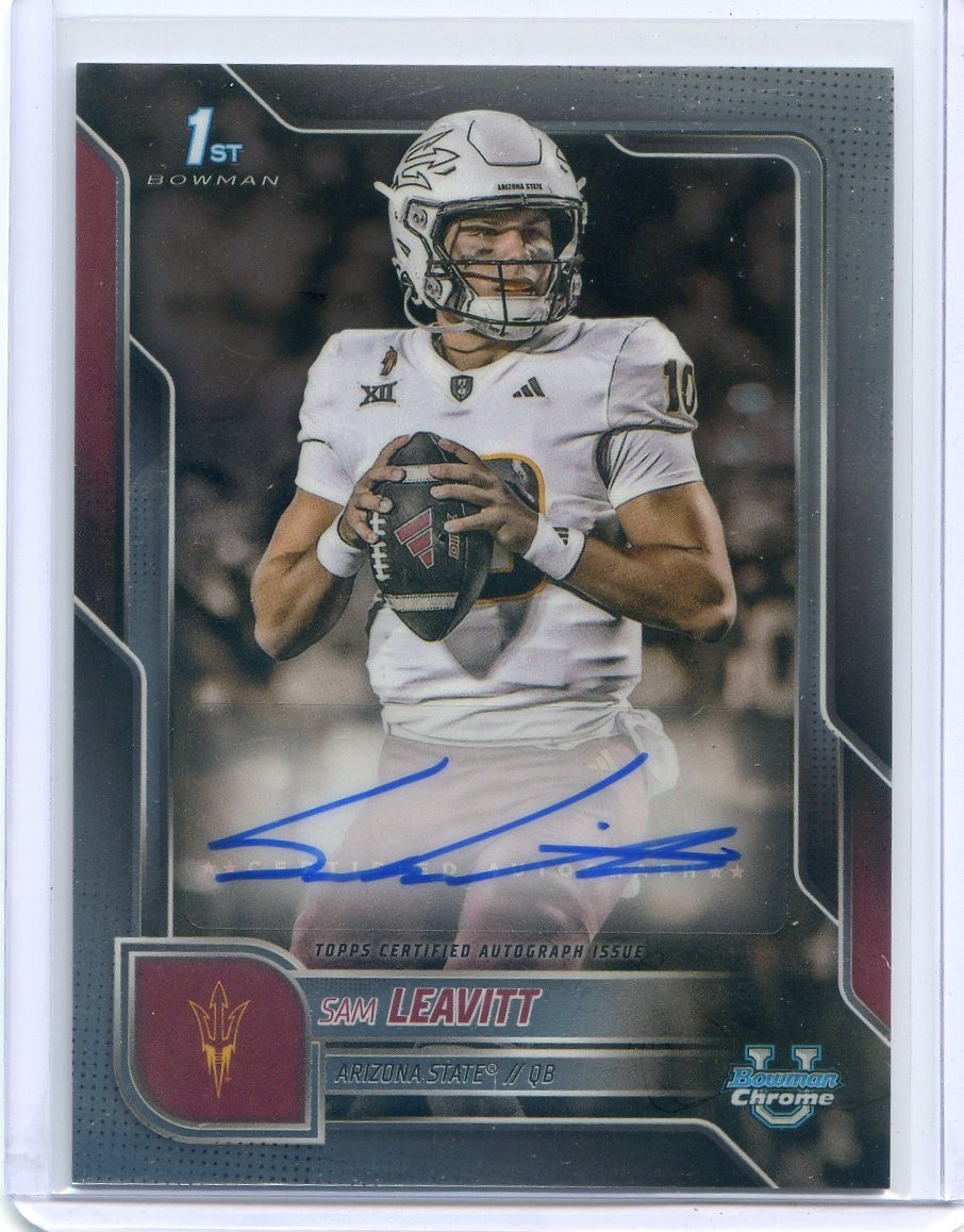 2025 Bowman Chrome University U SAM LEAVITT 1st #BCA-SL RC Rookie Prospect Auto