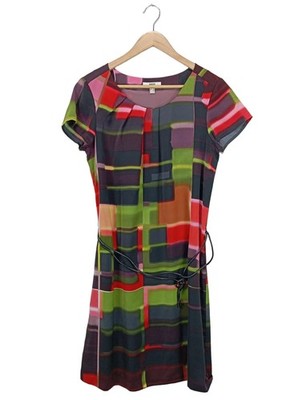 MEXX Kurzarmkleid Damen Kleid Gr. DE 40 schwarz-grün-rot Casual-Look
