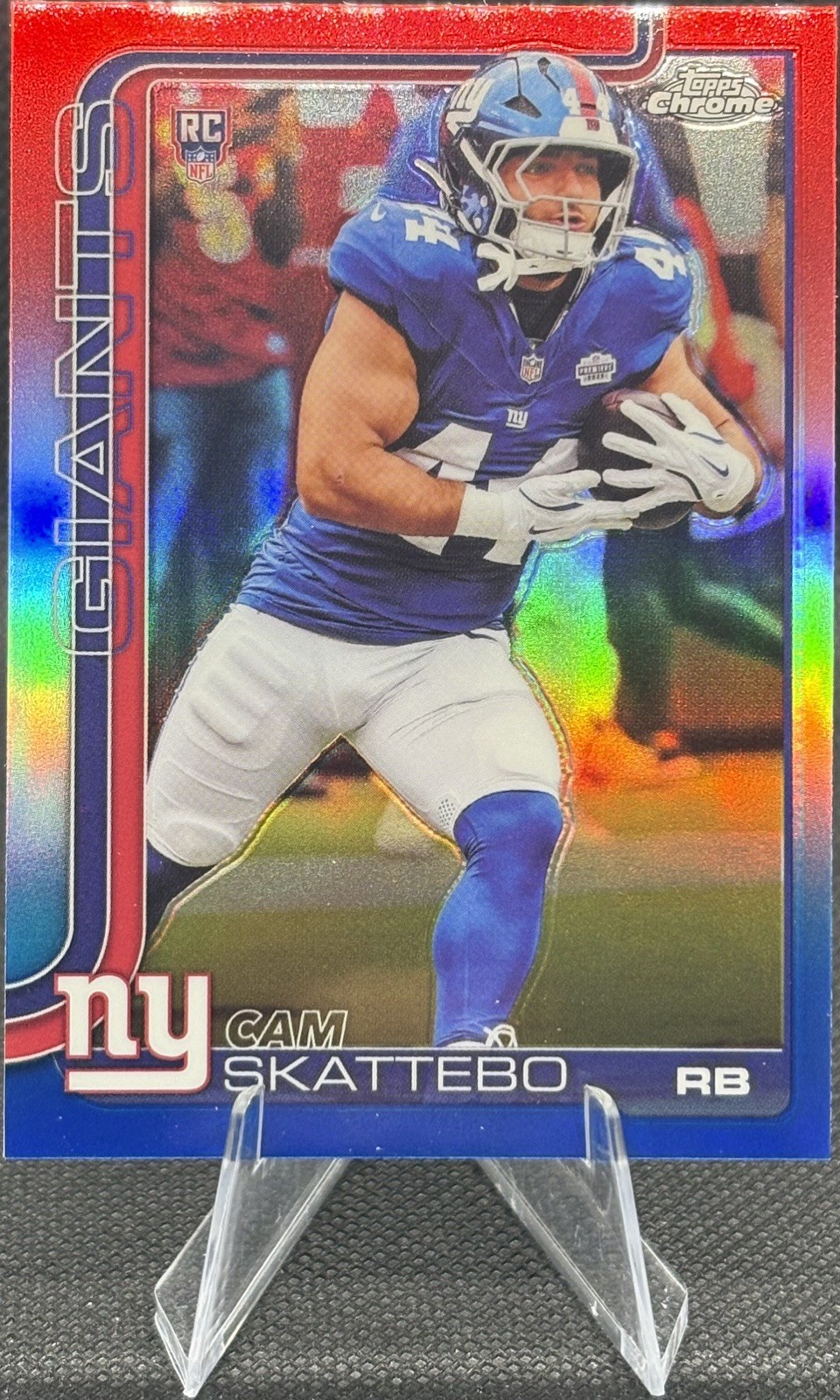2025 Topps Chrome -  Cam Skattebo (RC) #331 Red White & Blue Refractor - Giants