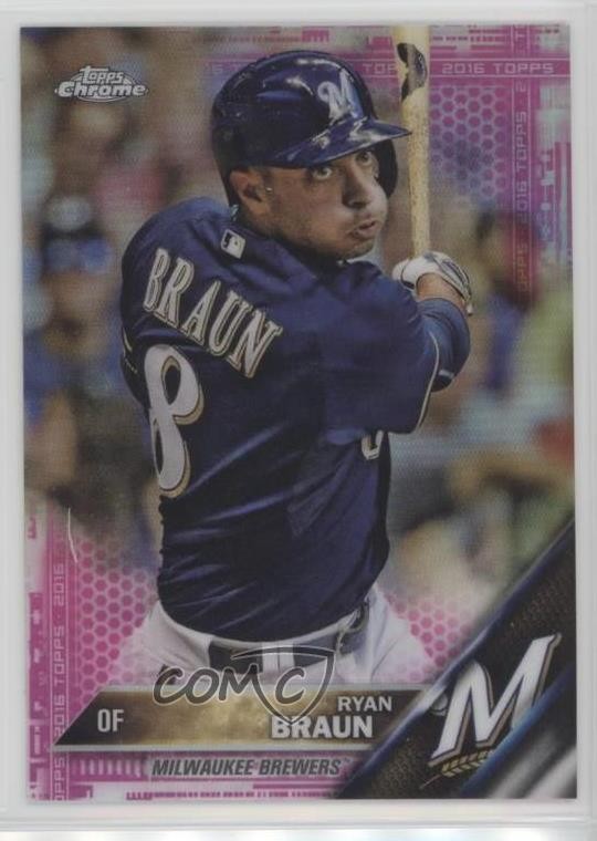 2016 Topps Chrome Pink Refractor Ryan Braun #165 4r2