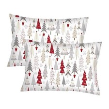 Christmas Throw Pillow Cover Queen Size Set of 2 Christmas White Grey