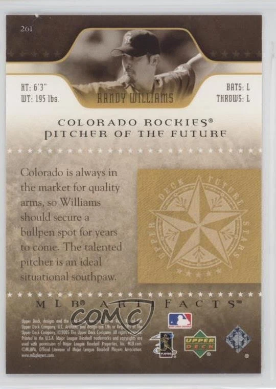 2005 Upper Deck Artifacts Future Stars /799 Randy Williams #261 - Image 2 of 2