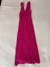 NWT Lulus Loved By You Hot Pink Pleated Chiffon Dress Medium