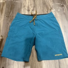 Patagonia Men s Swim Board Shorts Blue Yellow Size 28 Rear Pocket