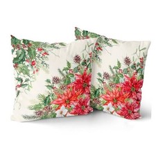 Throw Pillow Covers Set of 2, 18"x18" 18" x 18" Pack of 2 Poinsettia
